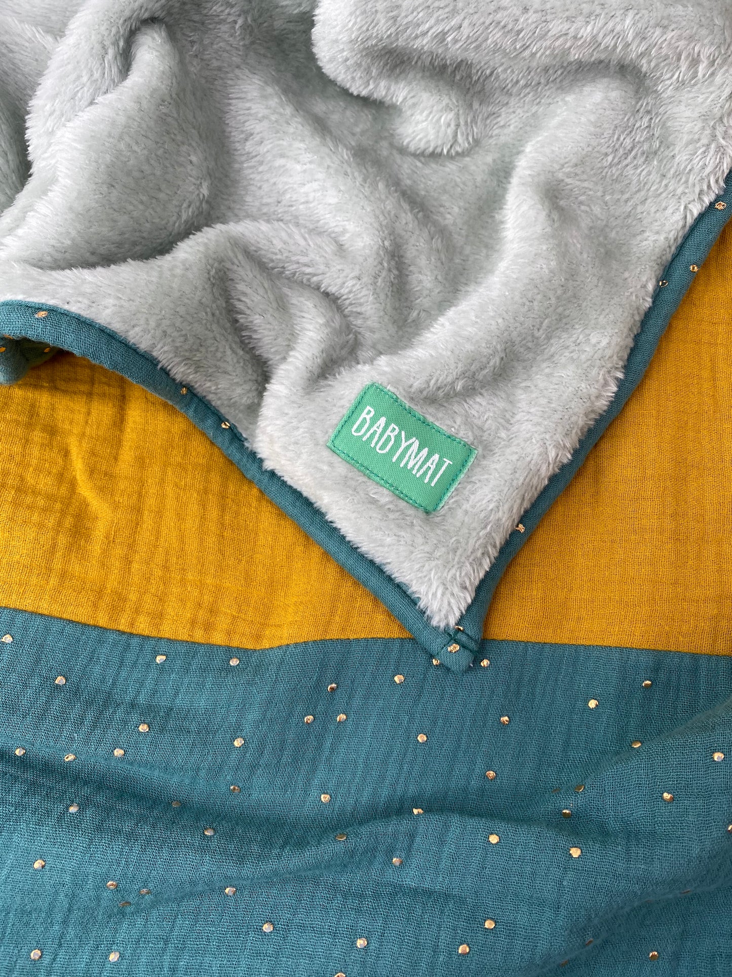 Couverture d'Hiver - Patchwork - Vert Moutarde đź’› 100x100 cm