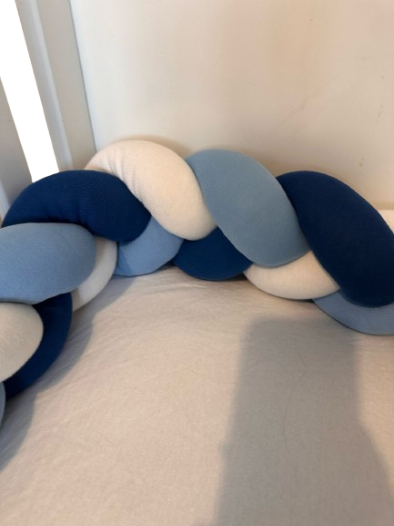 Tour de lit tressé - Bleu Blanc -
