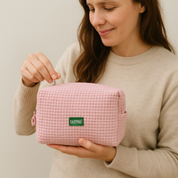Trousse - Nid d'abeille -Rose Pétale