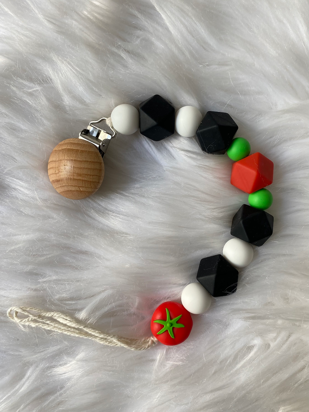 Attache sucette - Tomate - Noir