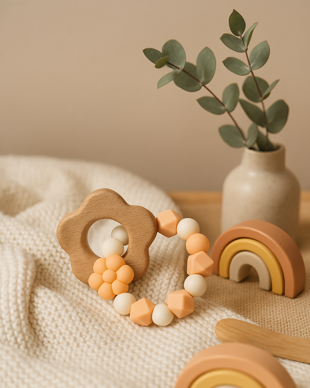 Anneau de dentition – Fleur en bambou &amp; silicone hypoallergénique