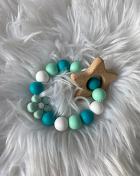 Anneau de dentition – Étoile Bleue en bambou & silicone