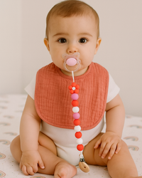 Attache sucette - Fleur Rose