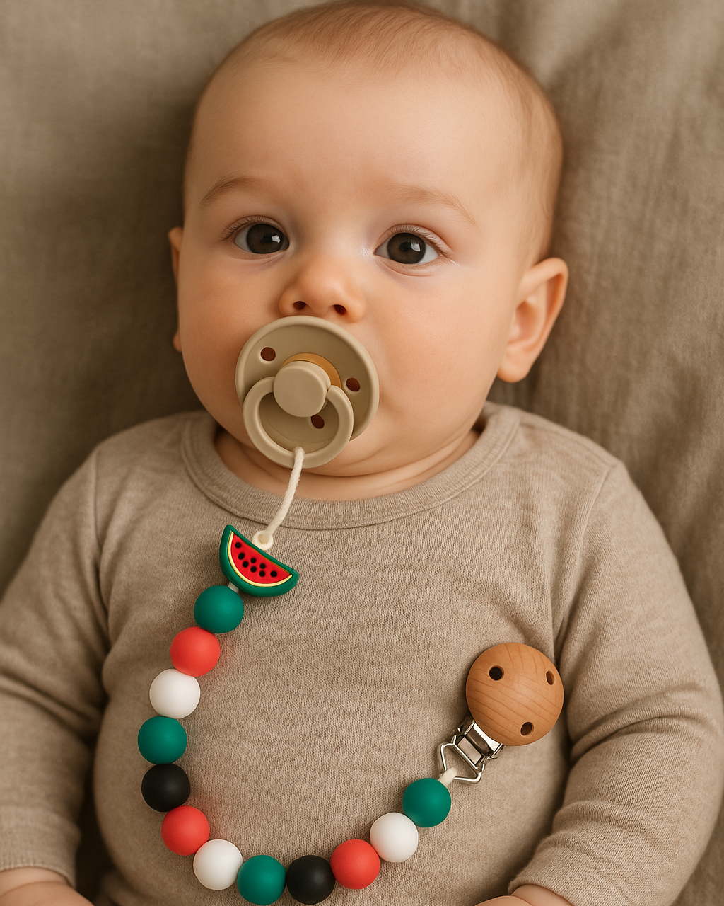 Attache sucette pastèque pratique et sûre pour tétine, accessoire léger et durable pour sorties