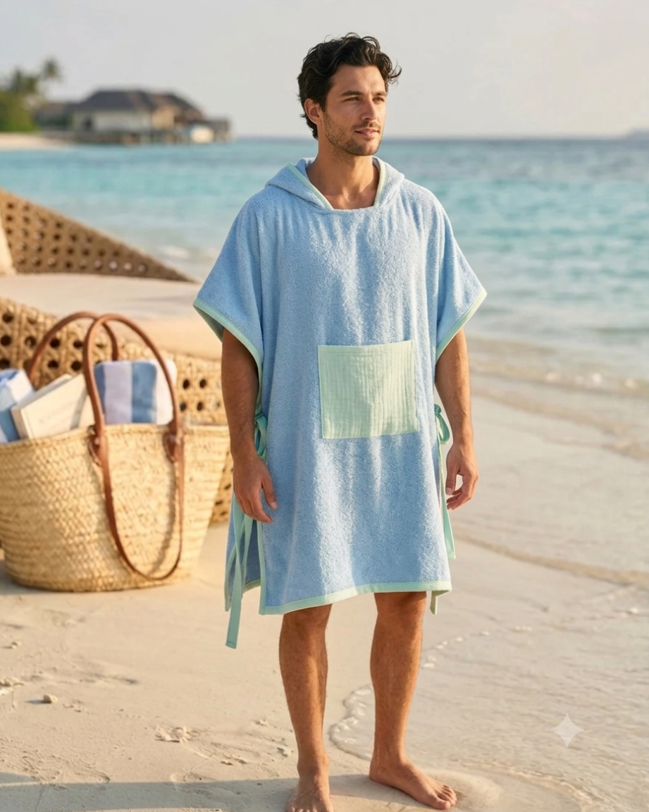 Poncho de plage — Bleu Azur