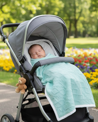 Couverture Hiver- Torsade Turquoise 100x100