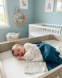 Couverture Mi-Saison - Feuille d’Automne- Patchwork x Bleu - 100x100cm