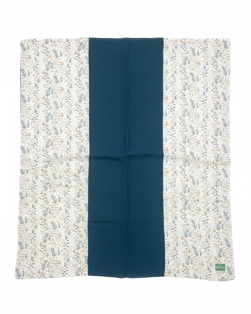 Couverture Mi-Saison - Feuille d’Automne- Patchwork x Bleu - 100x100cm