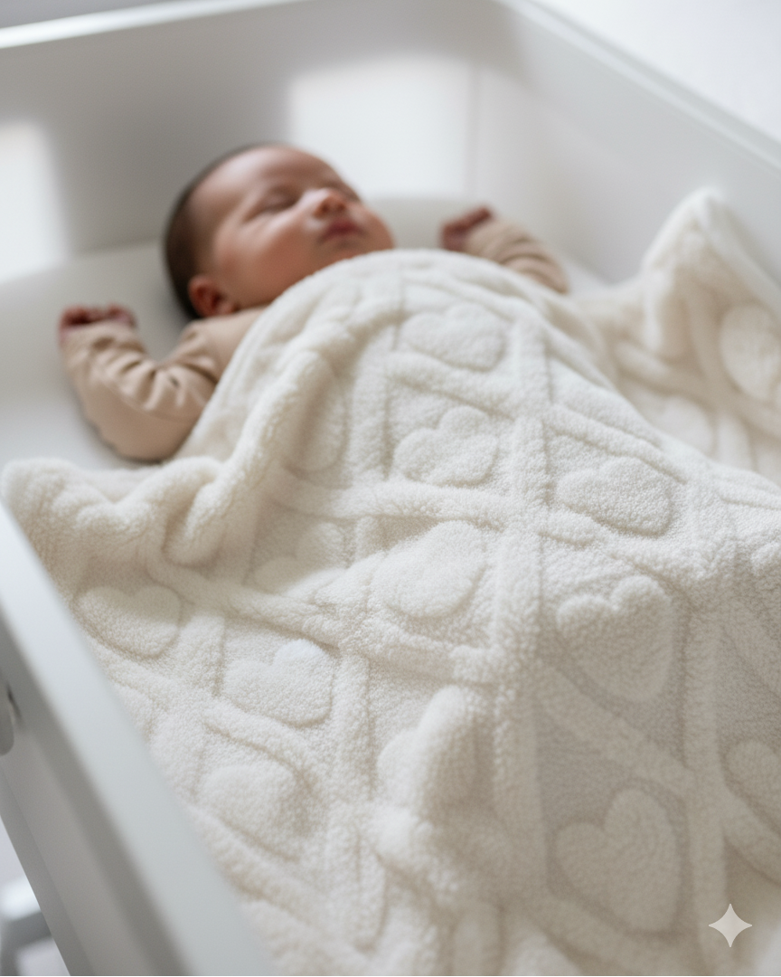 Couverture d'Hiver - Coeur Blanc- 100x100 cm