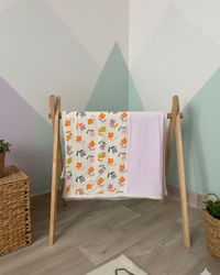 Couverture d'Hiver - Marguerite -Patchwork x Blanc- 100x80cm