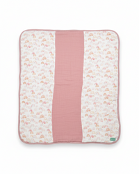 Couverture d'Hiver - Rainbow - Patchwork x Rose à pois dorés 100x80cm