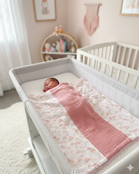 Couverture d'Hiver - Rainbow - Patchwork x Rose à pois dorés 100x80cm