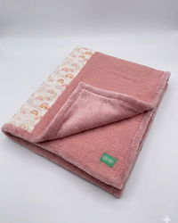 Couverture d'Hiver - Rose à pois dorés - Patchwork x Rainbow 100x80cm