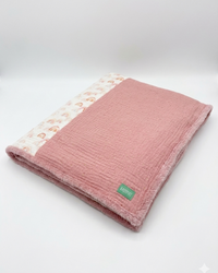 Couverture d'Hiver - Rose à pois dorés - Patchwork x Rainbow 100x80cm