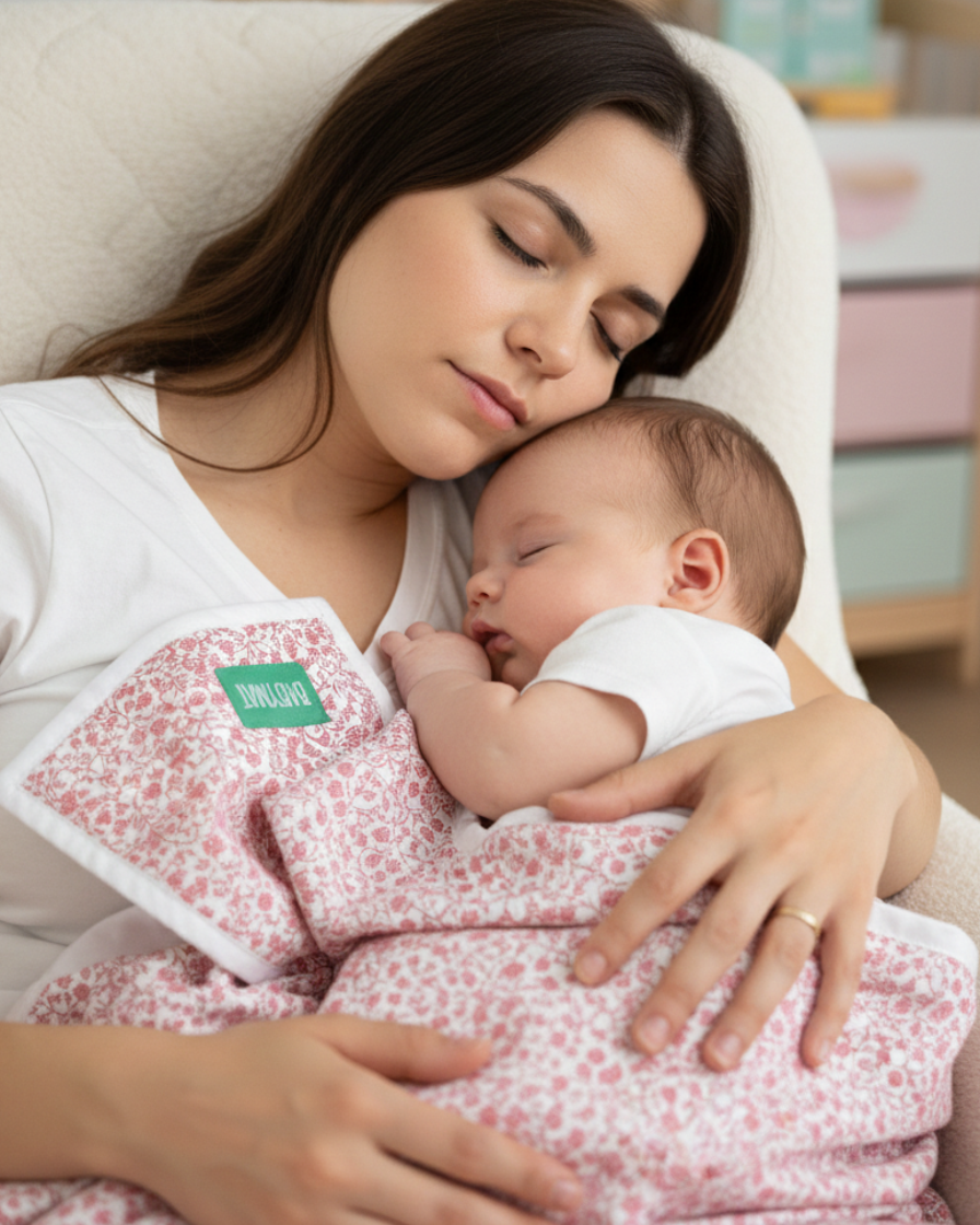 Couverture d’été bébé 90x65 cm en coton léger et respirant, motif fleuri, fabriquée au Maroc