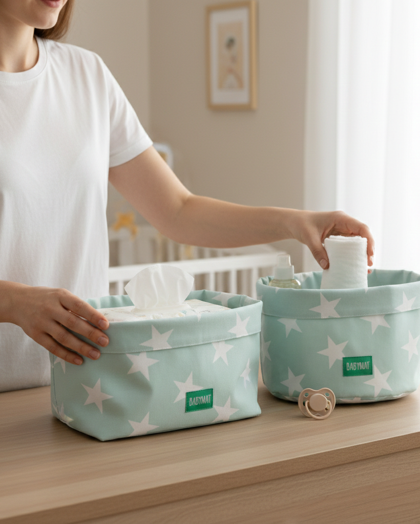 Duo de Paniers - Vert Étoiles BlanchesPaniers de rangementBABYMATBABYMATduo de paniers