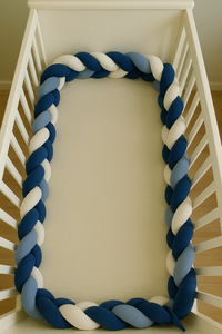 Tour de lit tressé - Bleu Blanc -