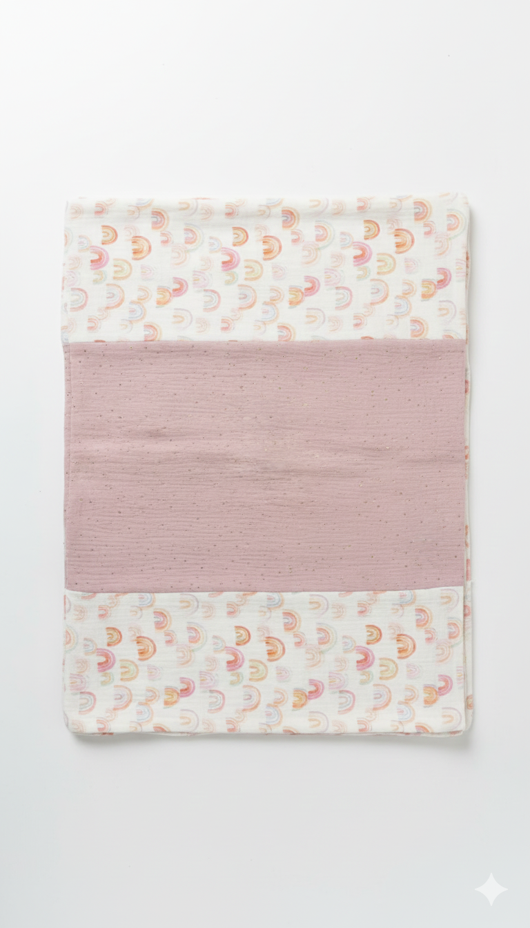 Couverture Mi-Saison - Rainbow - Patchwork Rose 100x100cm