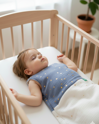 Gigoteuse - Bleu à Coeurs dorés - Patchwork - Blanc