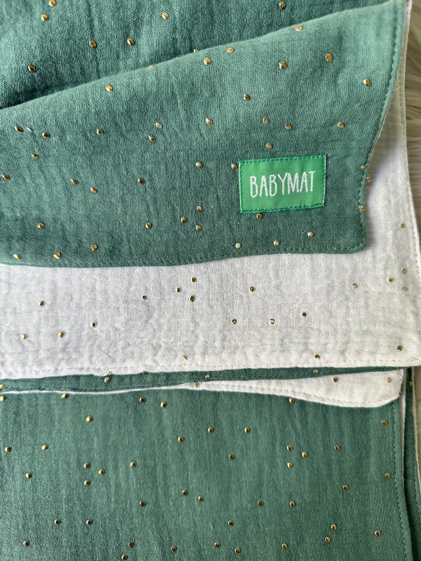 Couverture Mi-Saison -Vert Paillette Blanc - 100x80cm