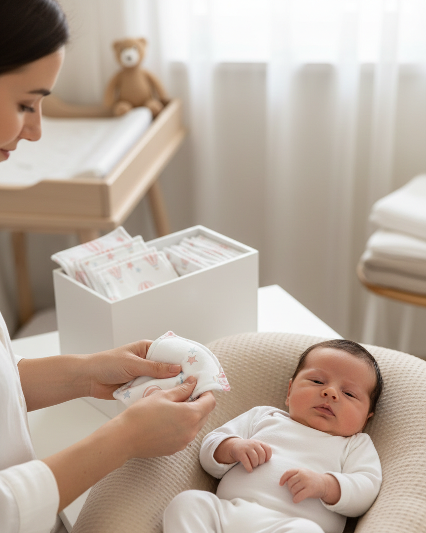 Lingettes en tissu en bambou Oeko-Tex avec motif montgolfière rose pour bébé, douces et réutilisables