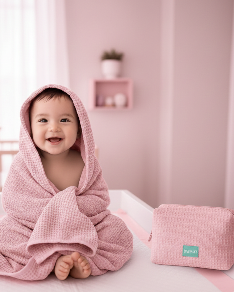 Pack Câlin Rose | Ensemble bain bébé douceur et organisation maman