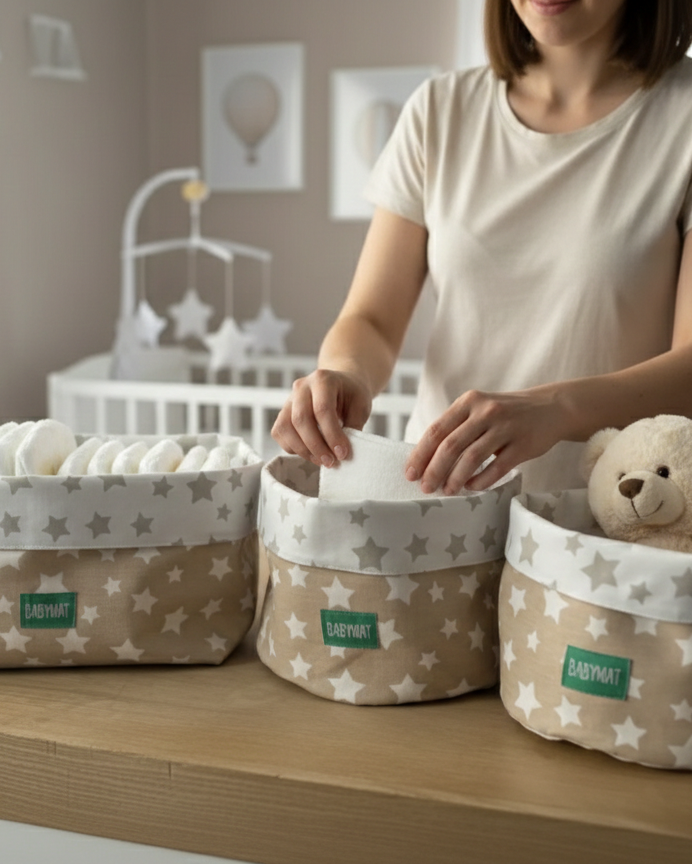 Paniers – Trio Étoiles BeigesPaniers de rangementBABYMATBABYMATTrio Étoiles Beiges