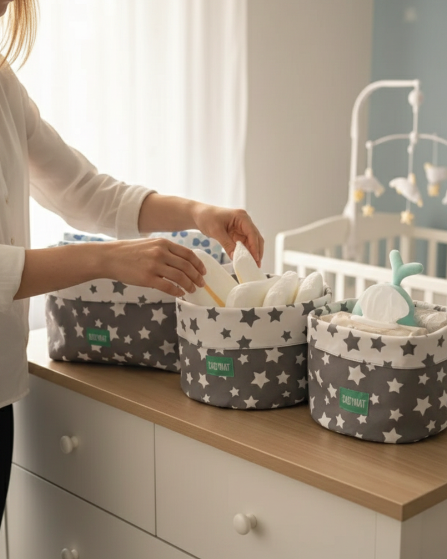 Paniers – Trio Étoiles GrisesPaniers de rangementBABYMATBABYMATTrio Étoiles Grises