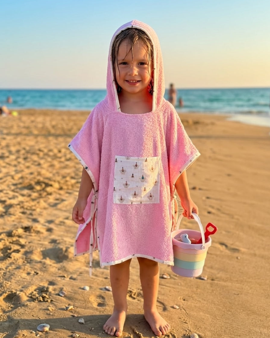 Poncho de plage - Rose Bonbon