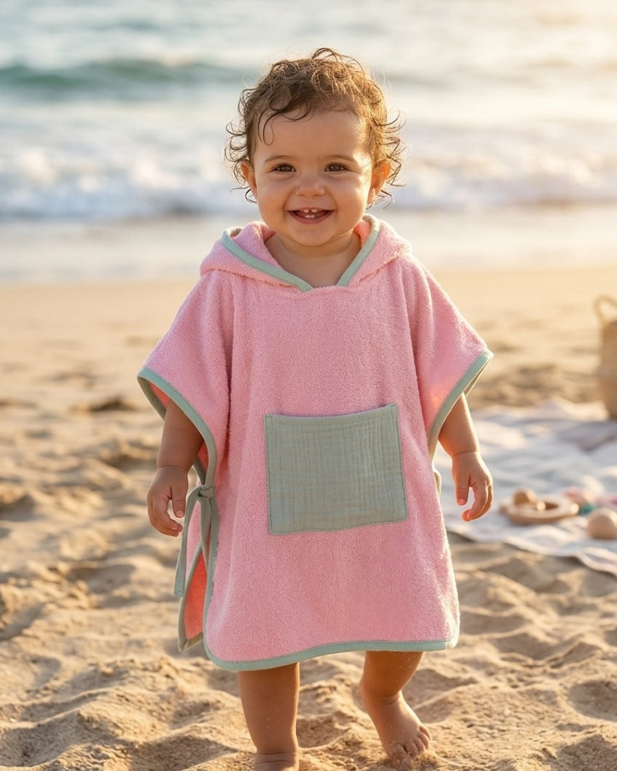 Poncho de plage - Rose Poudré
