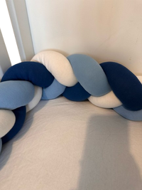 Tour de lit tressé - Bleu Blanc -