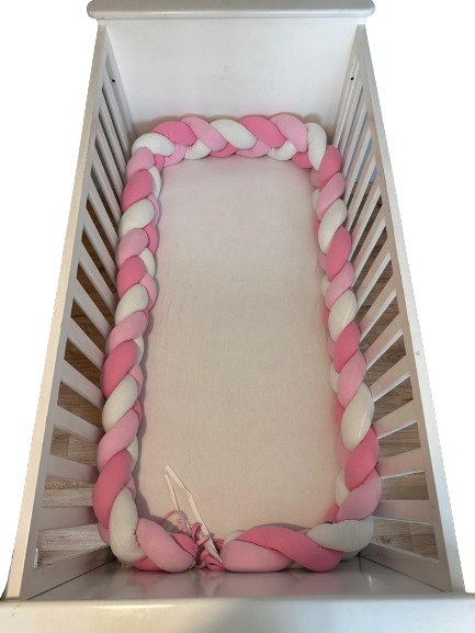 Tour de lit tressé - Rose Blanc