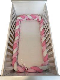 Tour de lit tressé - Rose Blanc