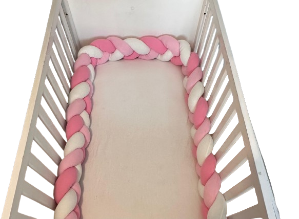Tour de lit tressé - Rose Blanc