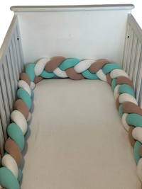 Tour de lit tressé - Vert Beige Blanc -