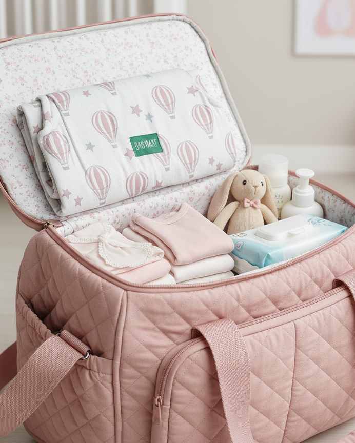 Tapis à langer - Montgolfière Rose