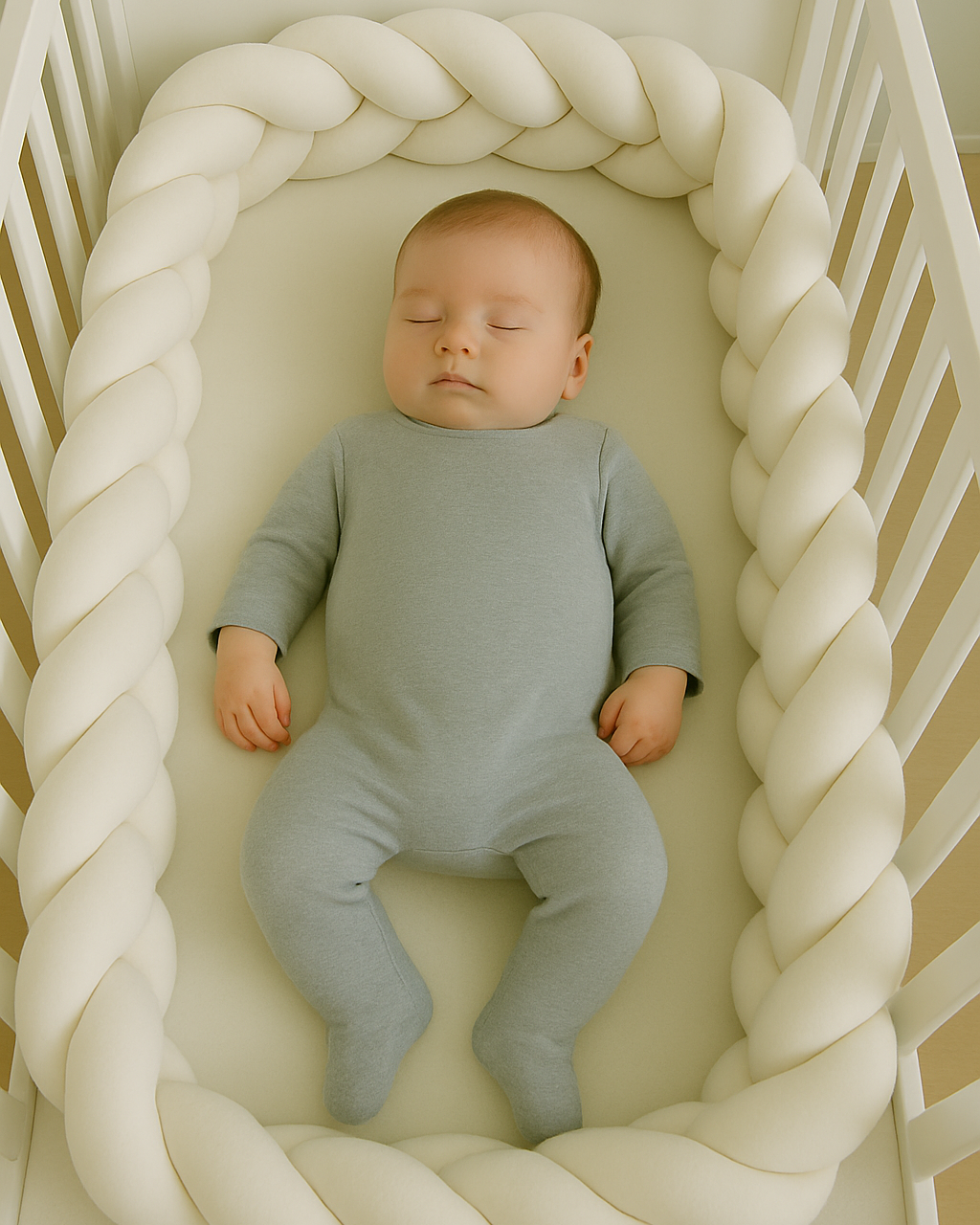 Tour de lit tressé - Blanc Cassé