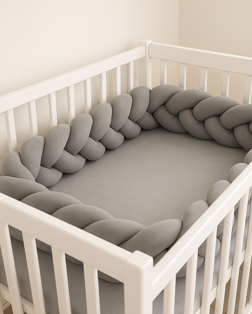 Tour de lit tressé - Gris