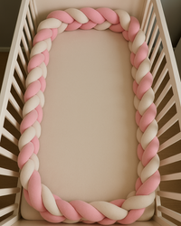 Tour de lit tressé - Rose Blanc