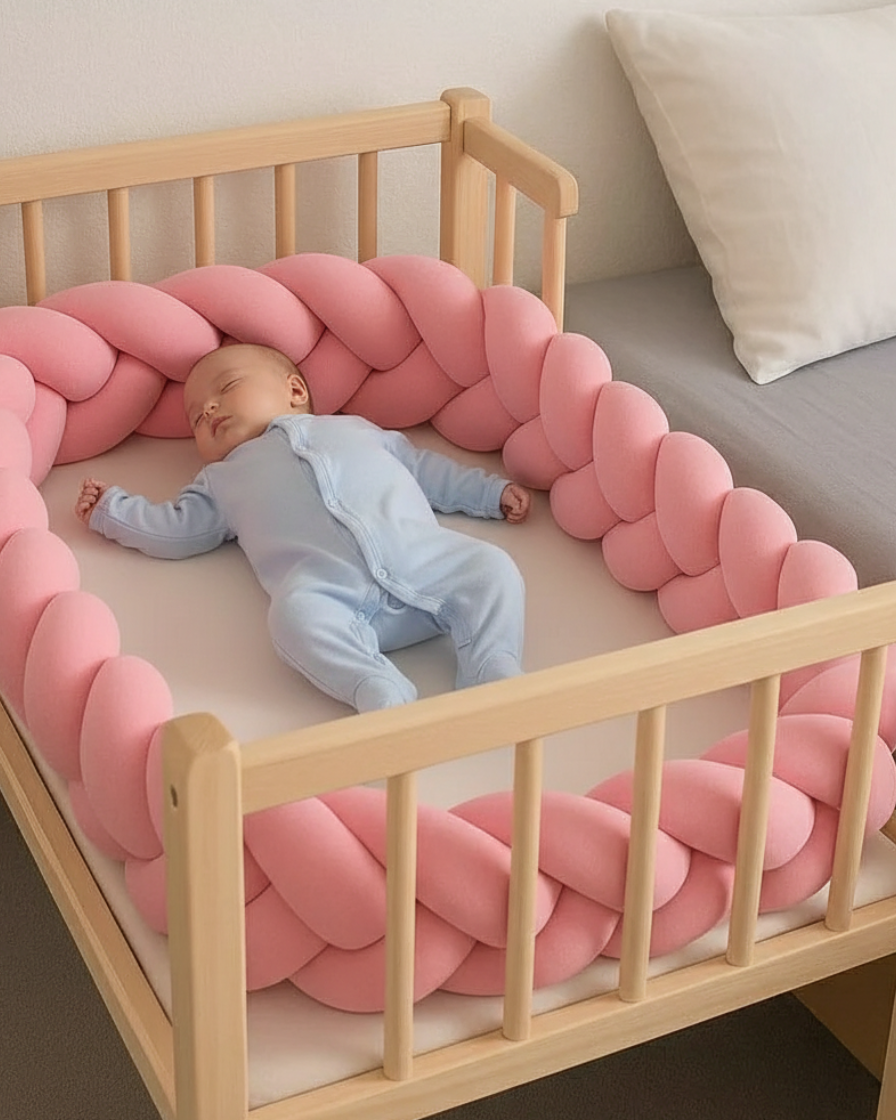 Tour de lit tressé - Rose Foncé