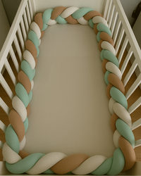 Tour de lit tressé - Vert Beige Blanc