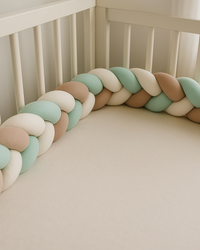 Tour de lit tressé - Vert Beige Blanc