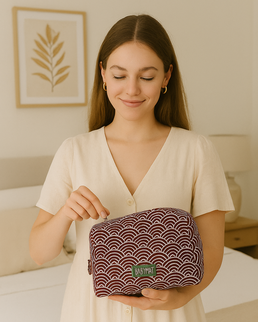 Trousse imperméable Arcs Bordeaux pour organisation bébé et maman, compacte et élégante.