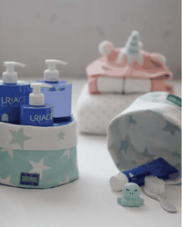 Paniers de rangement bébé réversibles – Vert Étoiles Blanches