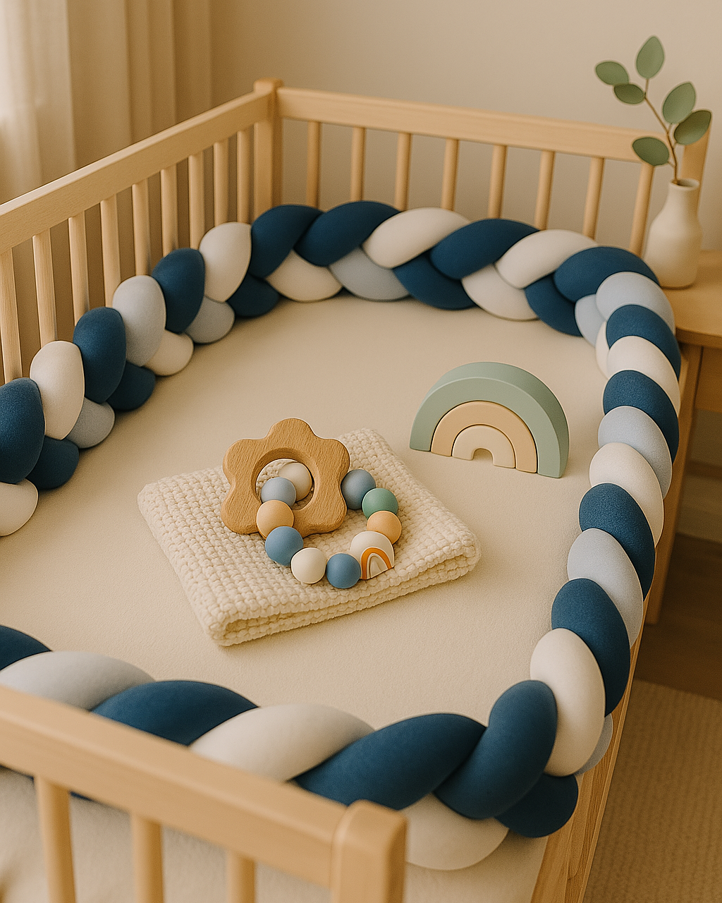 Tour de lit tressé - Bleu Blanc -BABYMATBABYMATTour de lit tressé